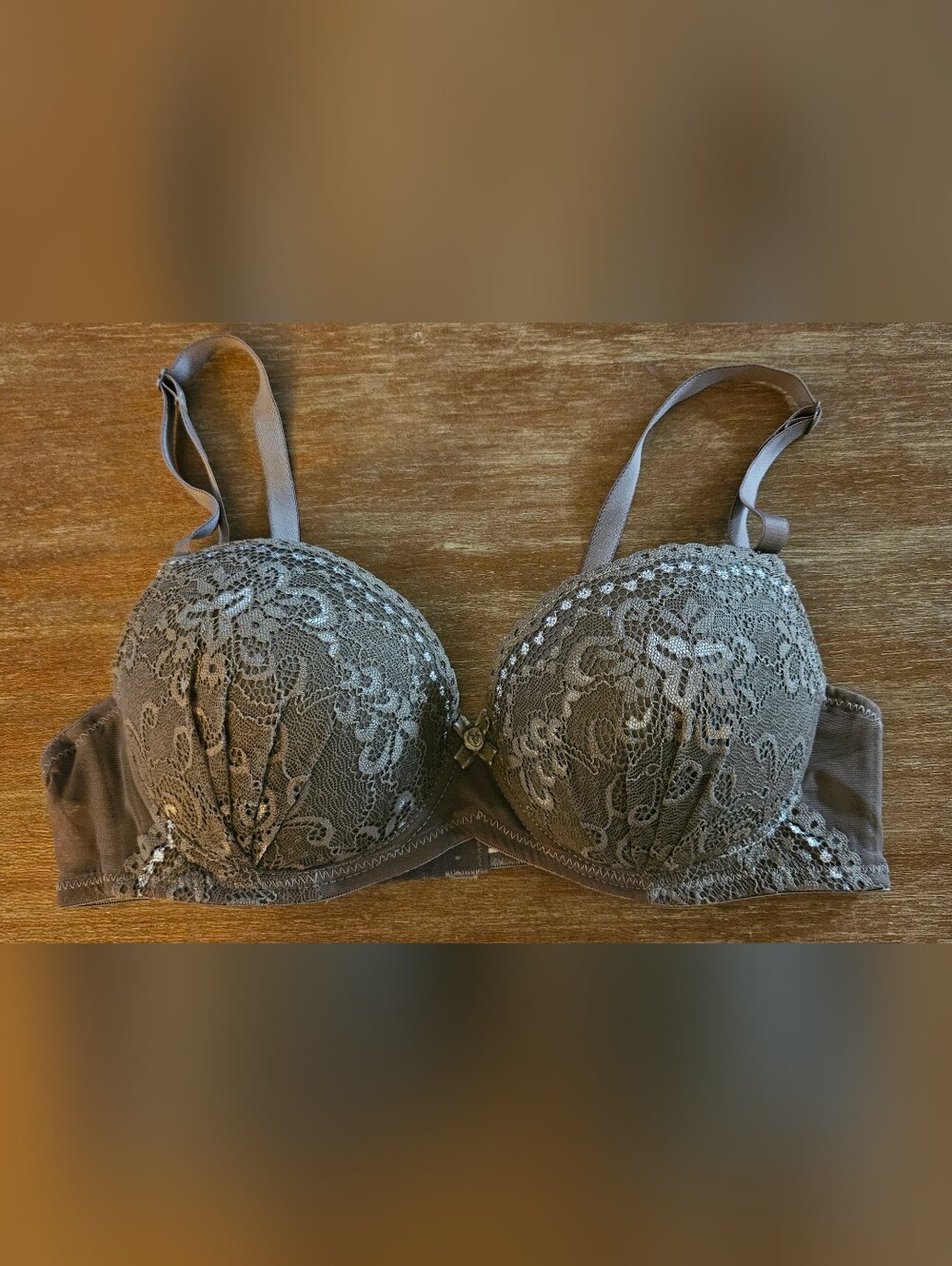Brown Lace Bra Taupe Lace Push-Up Bra 34C Push Up Bra Honeydew Floral Lace Bra
